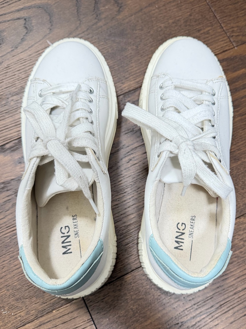 MNG White Sneakers with Light Blue Accent